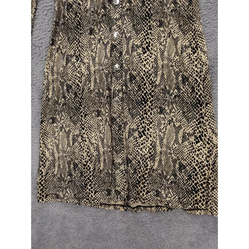Michael Kors Snake Print Button Front Shirt Dress Long Sleeve Pockets Petite‎ P